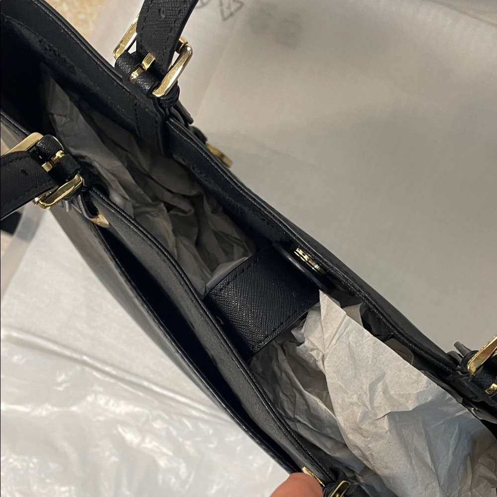 Michael Kors Black leather Tote Bag large MK purse - Picture 11 of 17